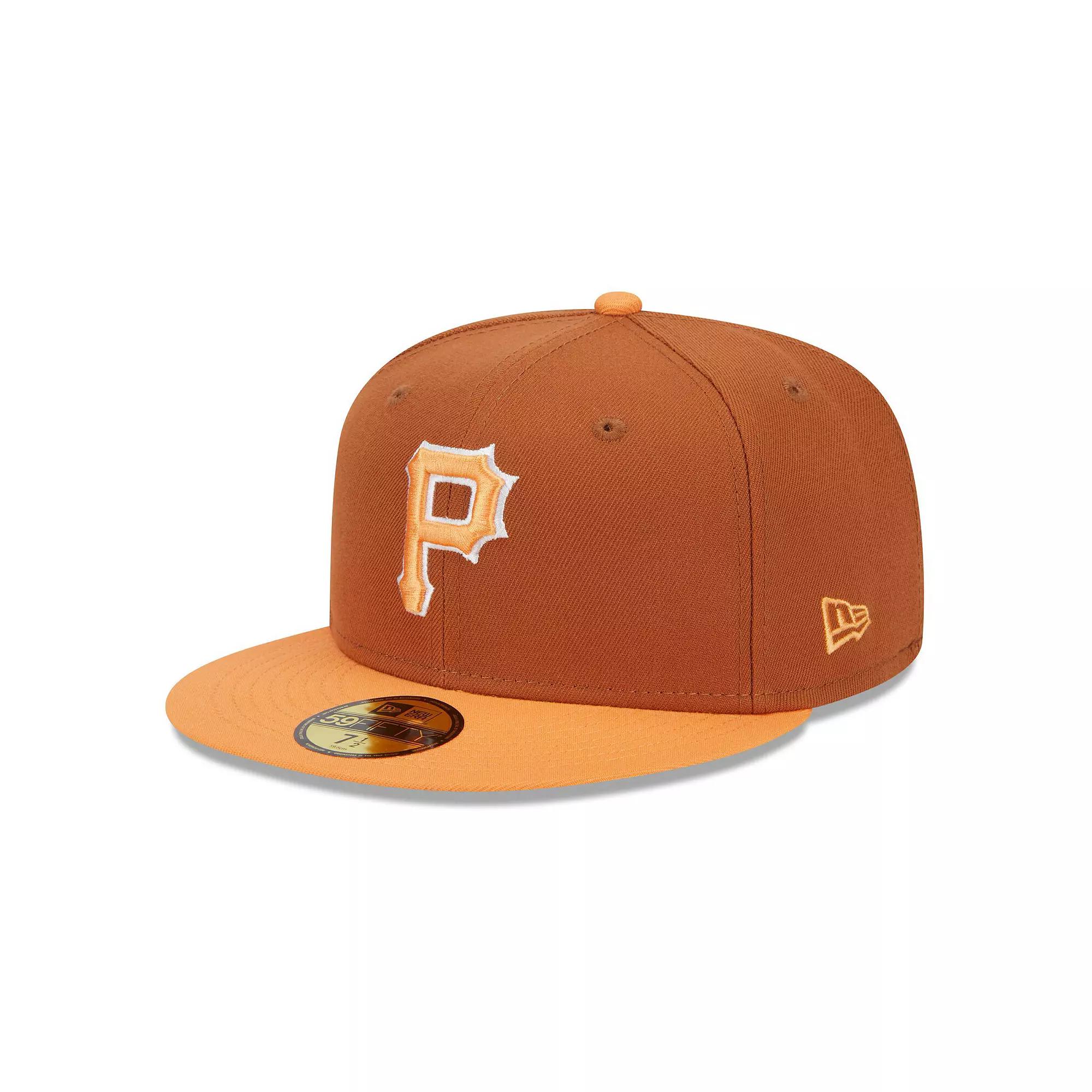 Men's New Era Brown/Orange Pittsburgh Pirates Spring Color Basic Two-Tone 59FIFTY Fitted Hat, Size: 7 5/8 Product Image