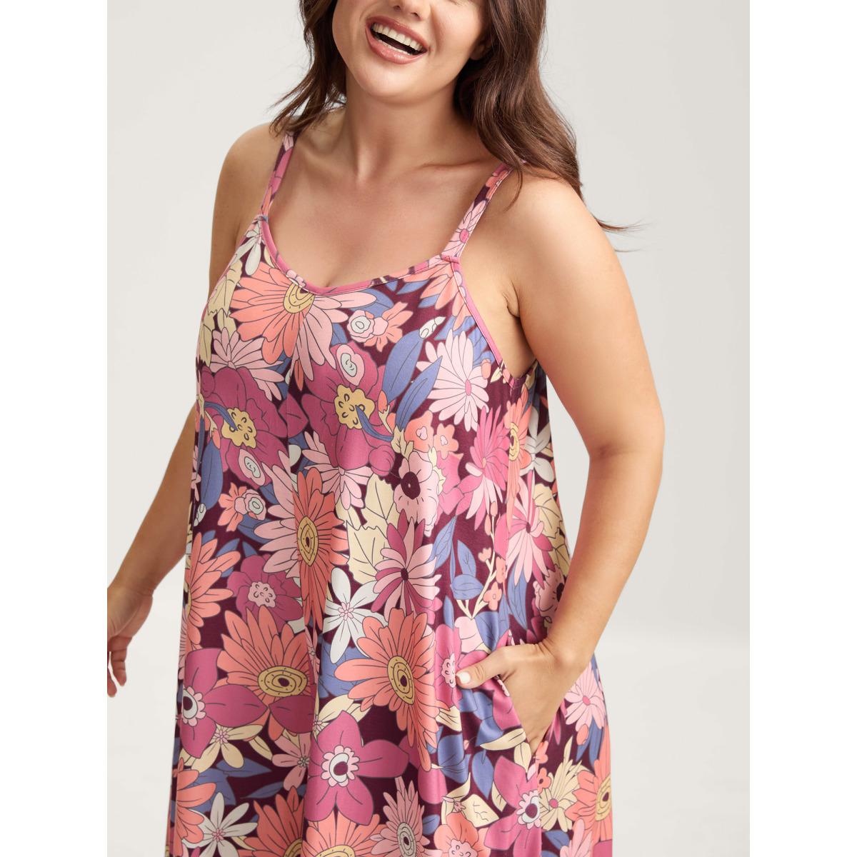 Plus Size Burgundy Vivid Groove Stretchy Adjustable Jumpsuit Women Playful Sleeveless Non Casual Loose Jumpsuits BloomChic 26/4X Product Image