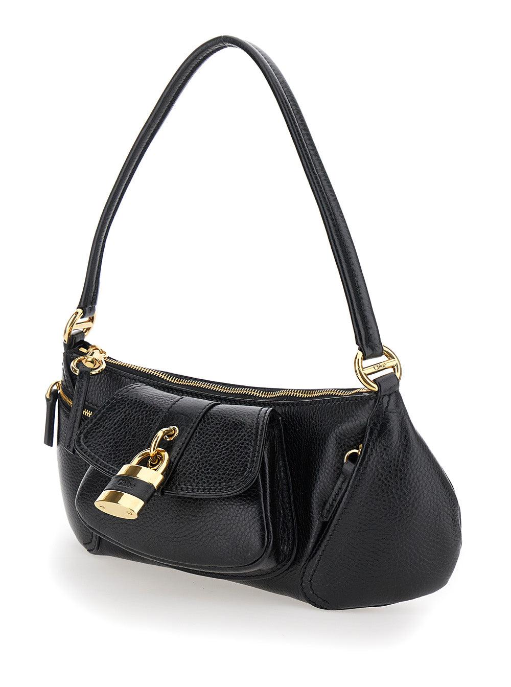 CHLOÉ The 99 Embellished Textured-leather Shoulder Bag In Black Product Image