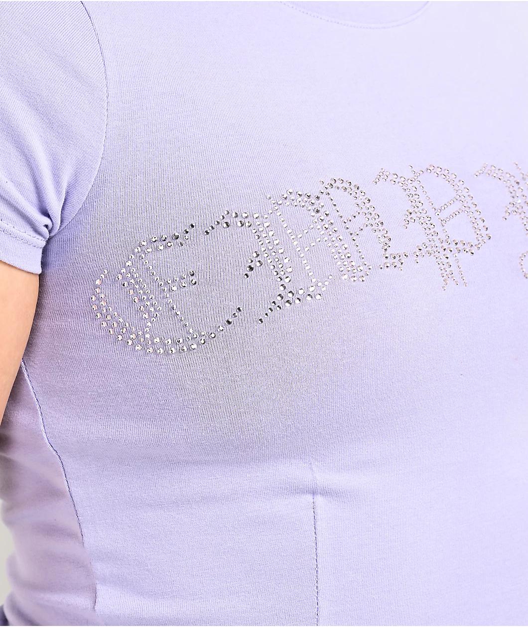Empyre Rhinestone Gothic Purple Crop T-Shirt Product Image