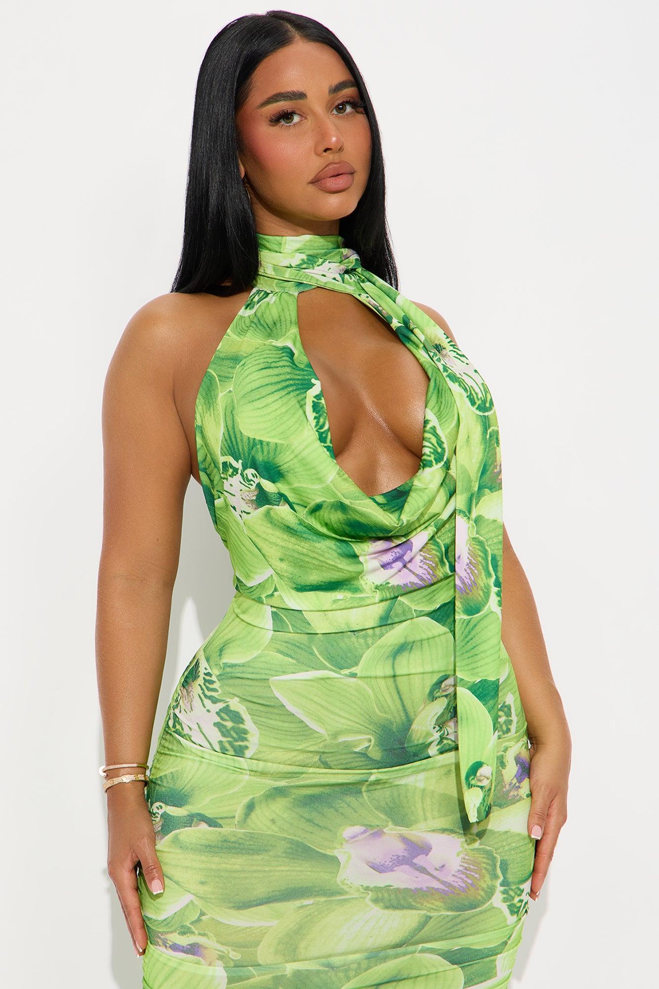 Express Yourself Floral Midi Dress - Green Female Product Image