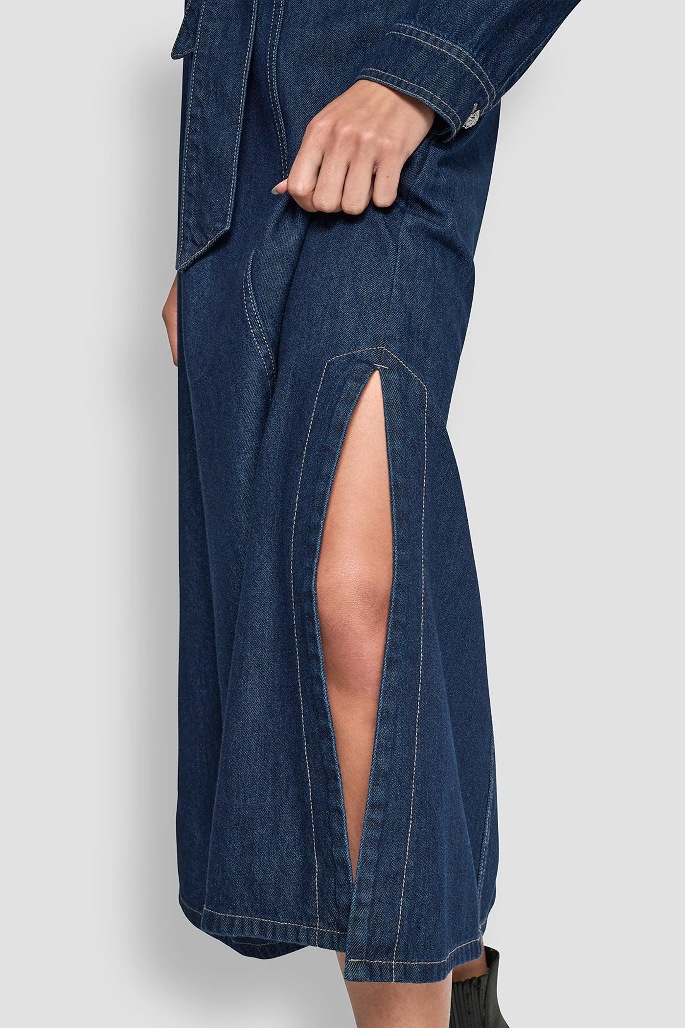 SELF BELT MAXI DRESS WITH SIDE SLITS Product Image