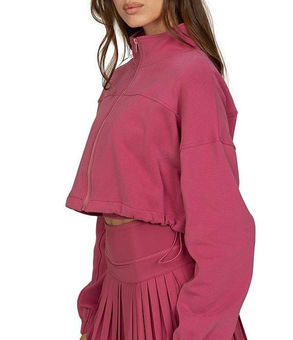 GOLD HINGE Collared Fleece Lined Long Sleeve Side Cinched Crop Jacket Product Image