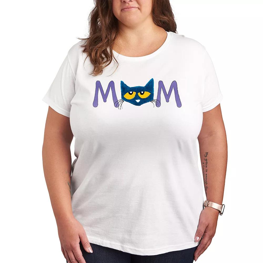 Plus Pete the Cat Face Mom Graphic Tee, Women's,  Product Image