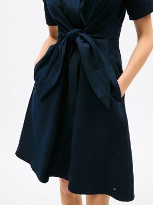 Linen Blend Tie-Front Shirtdress Product Image