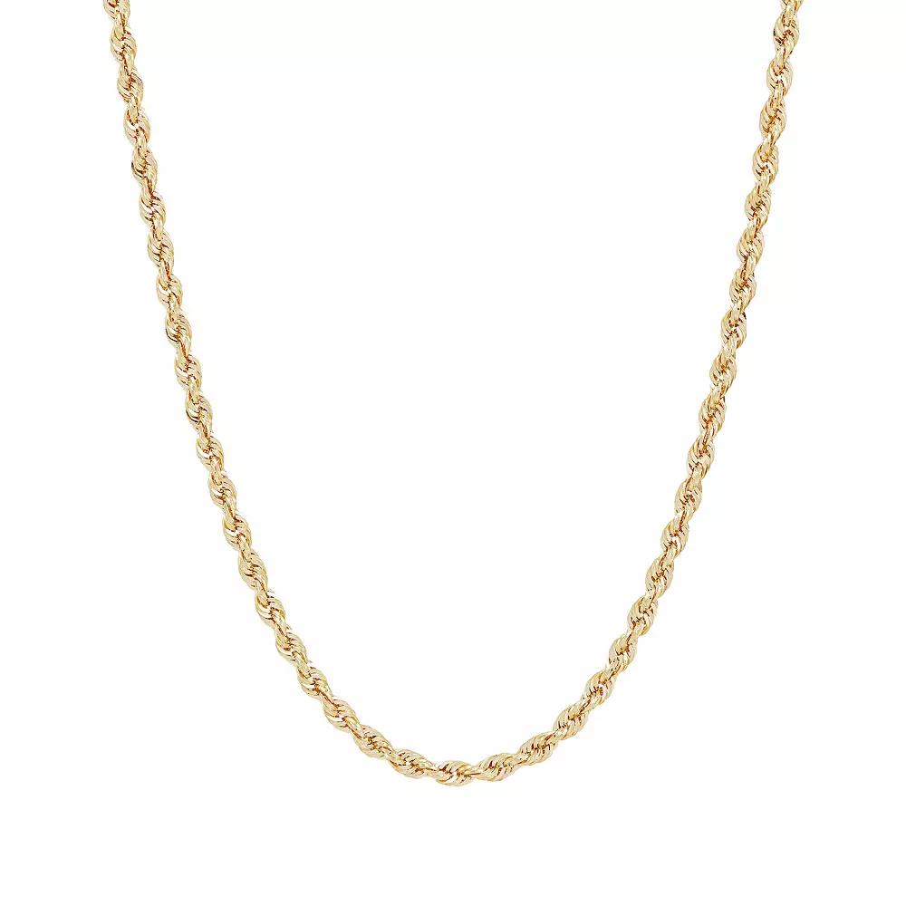 Everlasting Gold 10k Gold 2.5 mm Rope Chain Necklace, Womens Product Image