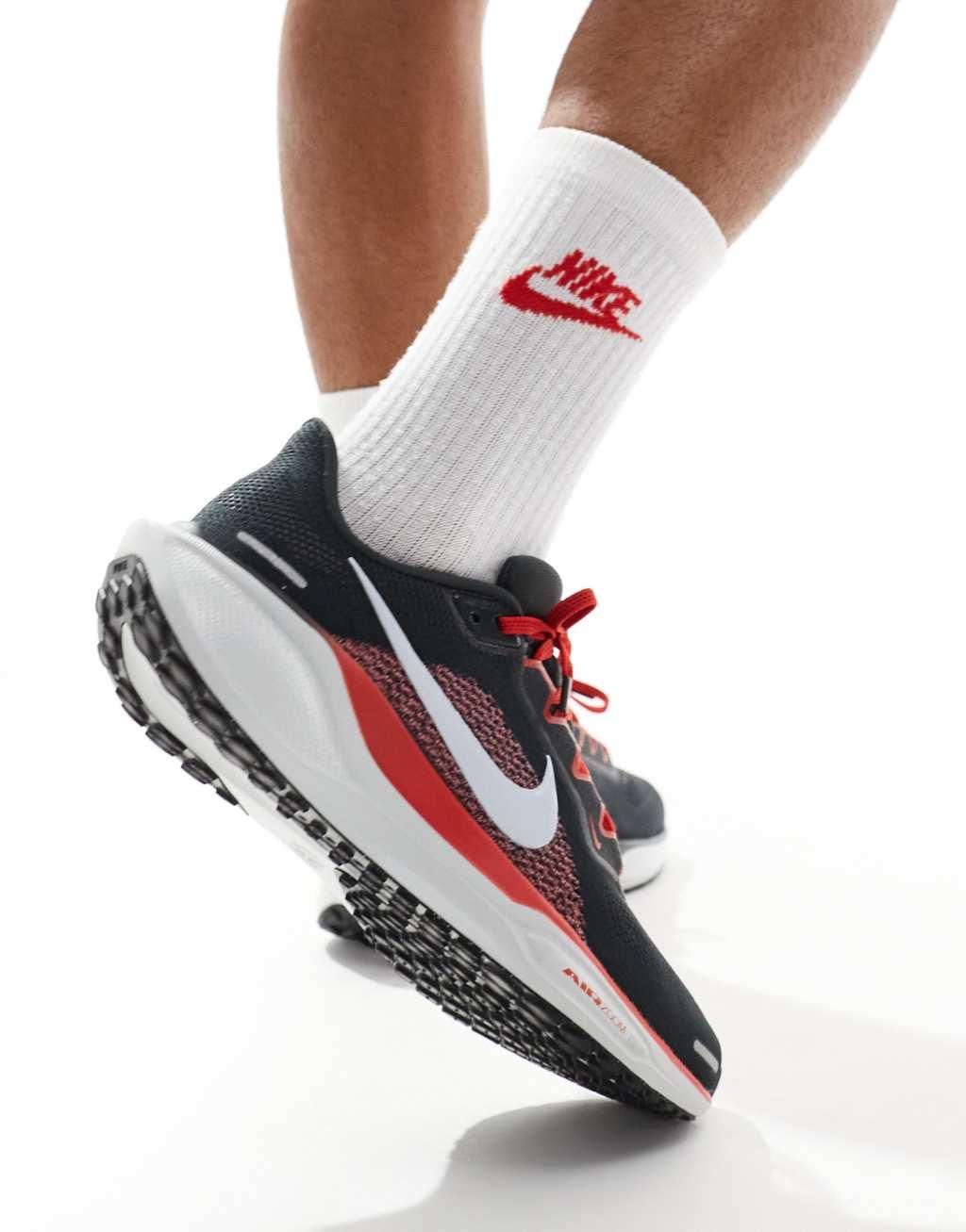 Nike Running Air Zoom Pegasus 41 sneakers in dark gray and red Product Image
