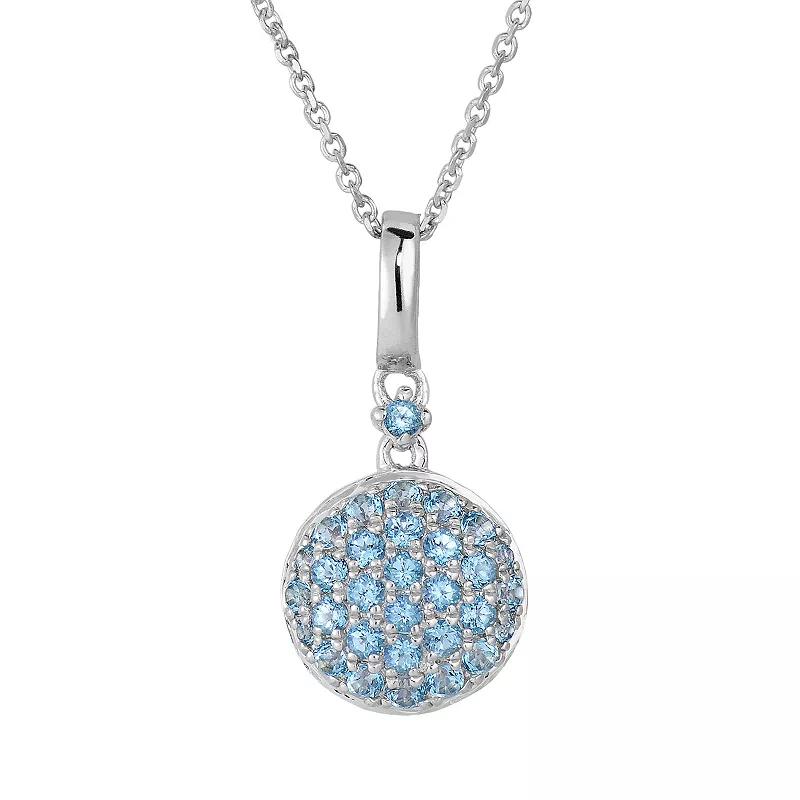 Oro Leoni Sterling Silver Blue Topaz Disc Pendant, Womens Product Image