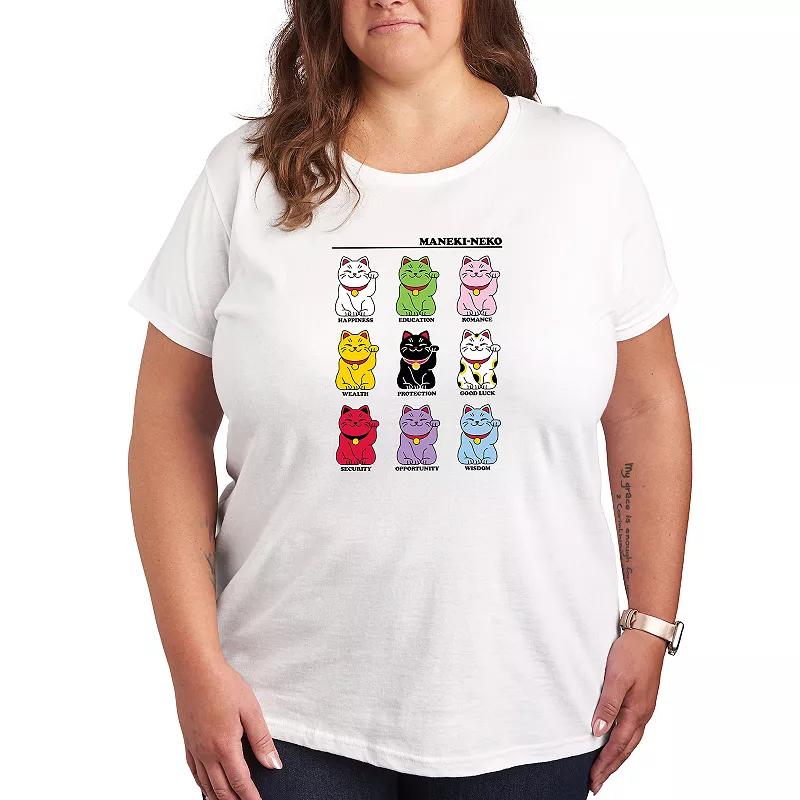 Plus Lucky Cat Grid Graphic Tee, Women's,  Product Image