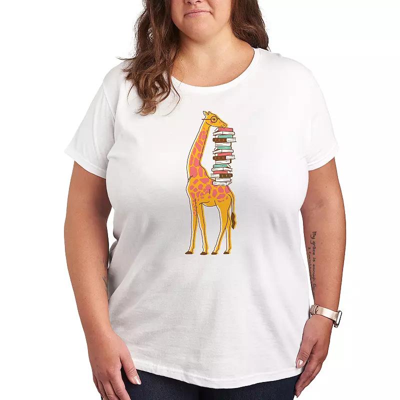 Plus Giraffe Carrying Books Graphic Tee, Women's,  Product Image