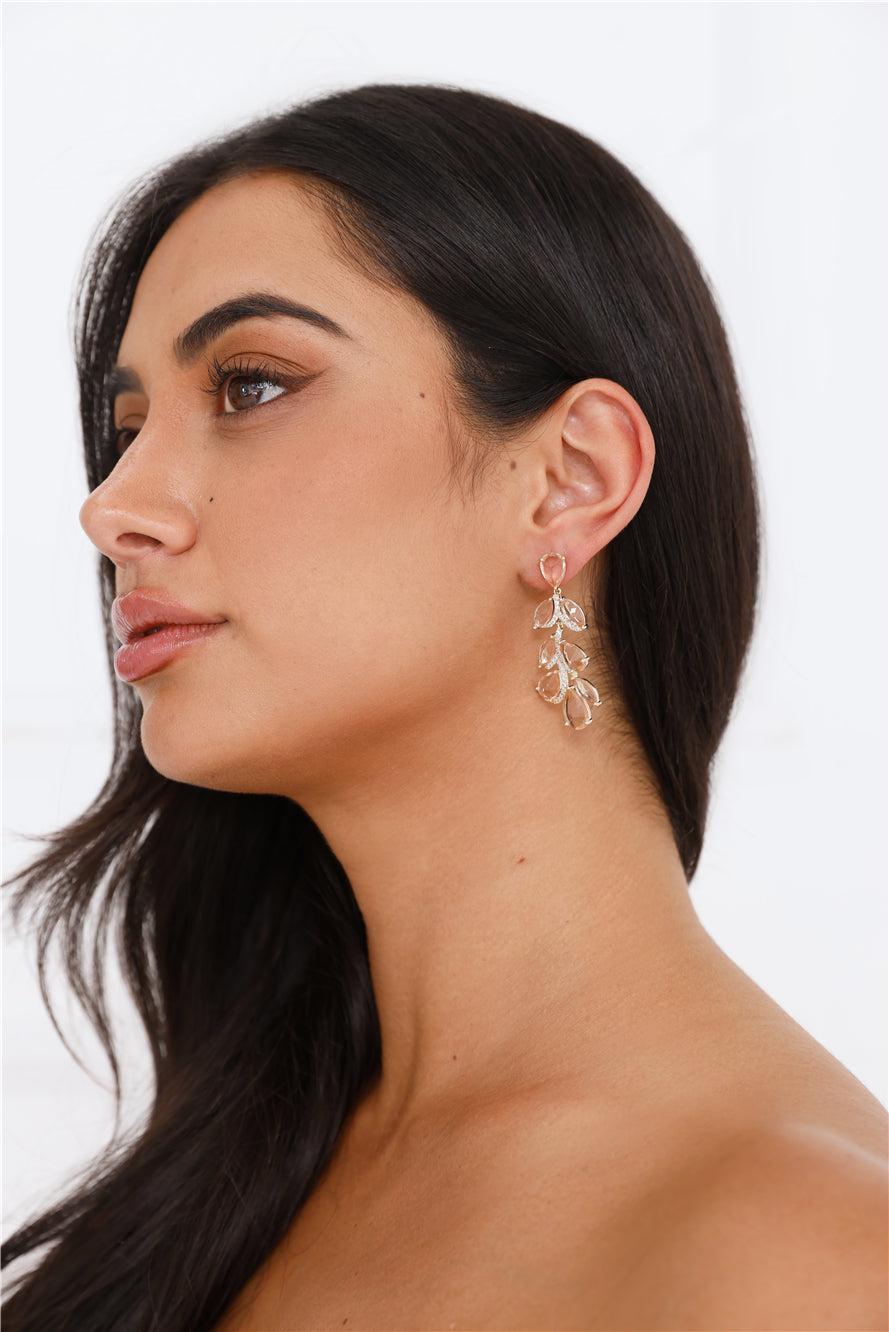 18k Gold Plated Beauty Gems Earrings Gold Product Image