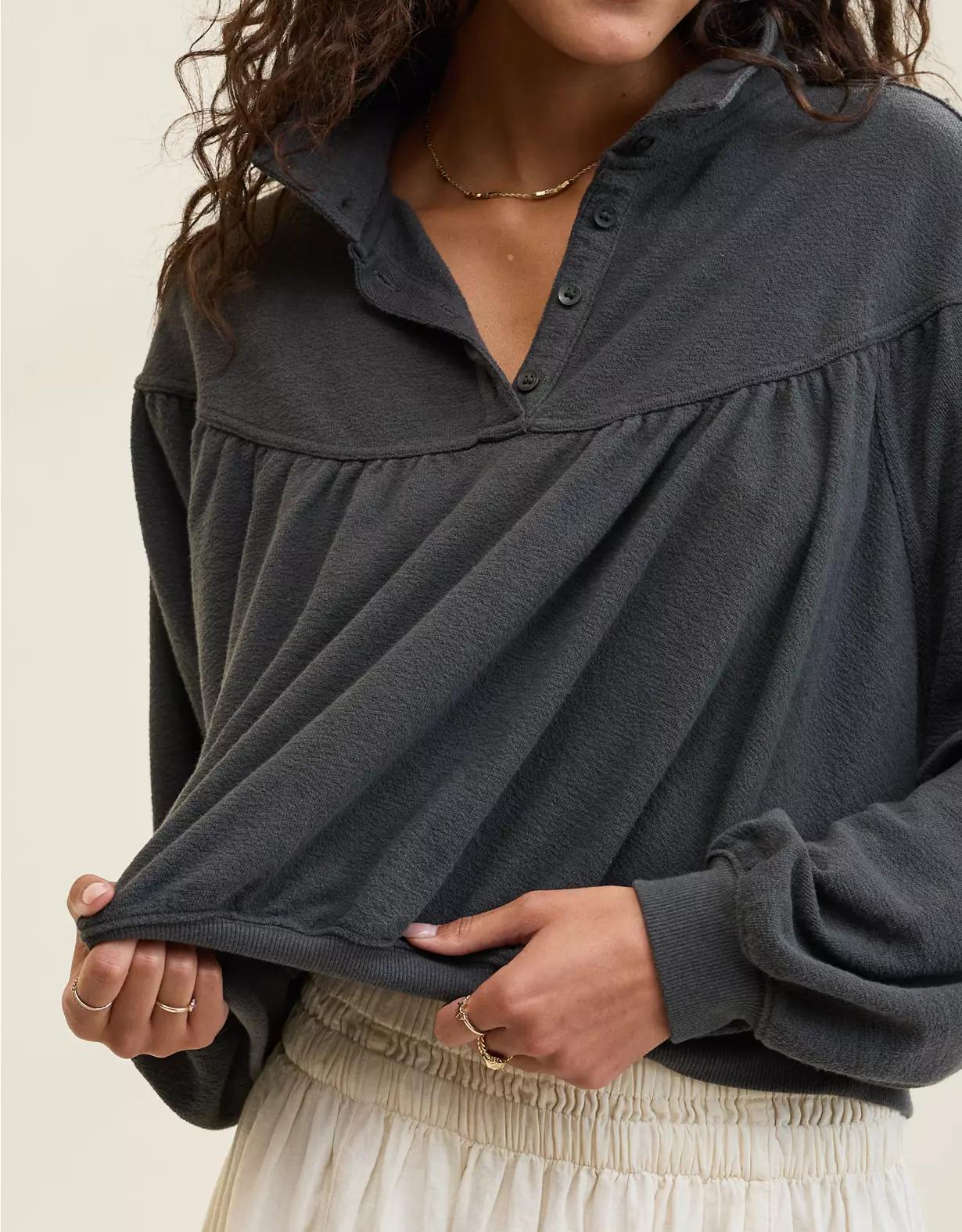 Aerie Soft Life Button Sweatshirt Product Image