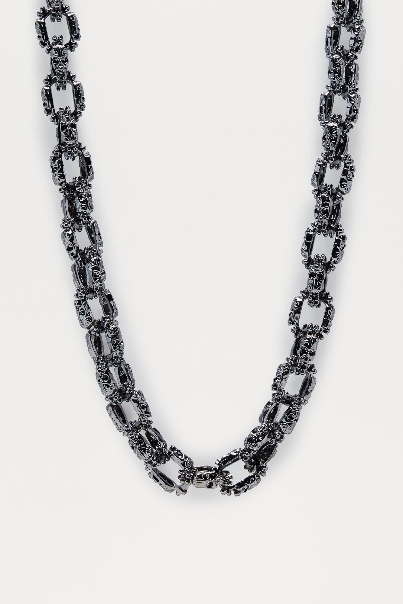 Obsidian Textured Cuban Chain Necklace - Gunmetal Male Product Image