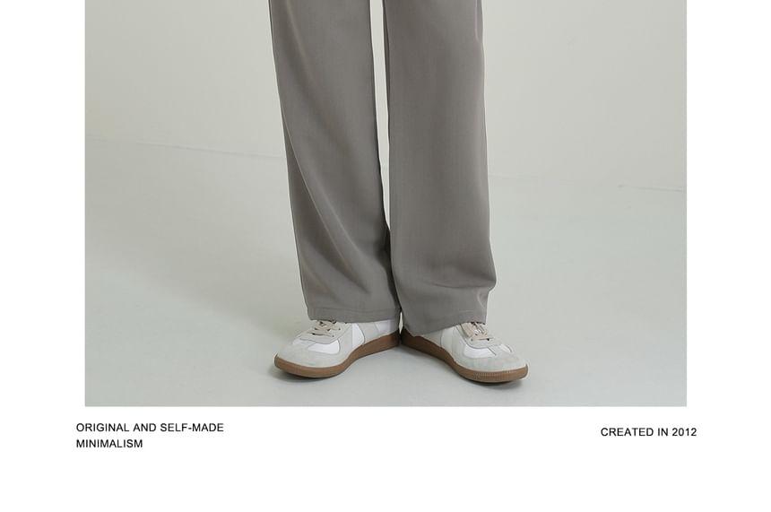 High Waist Plain Straight Leg Pants Product Image