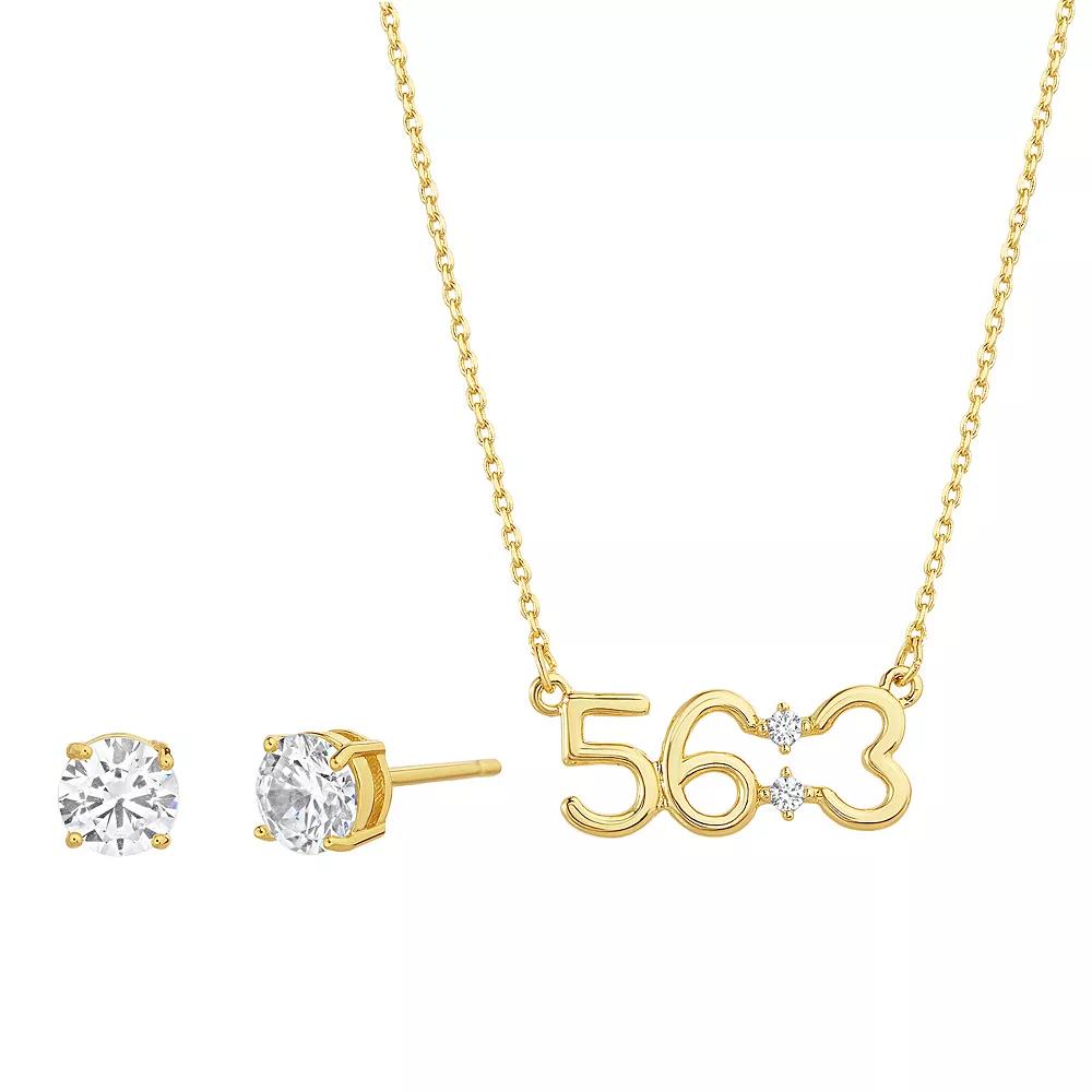 Guided by Faith 14k Gold Plated "Psalms 56:3" Bible Verse Necklace with Cubic Zirconia Stud Earrings, Women's, Size: 18", Gold Tone Product Image