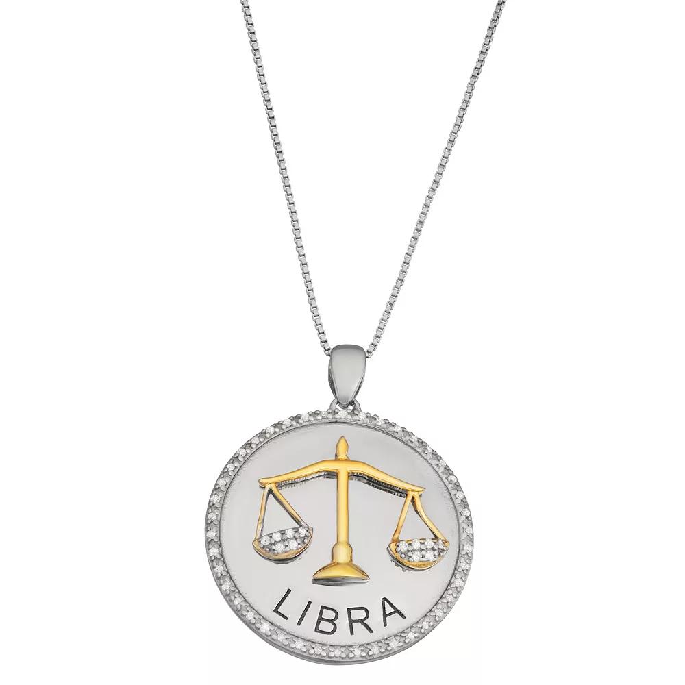 Jewelexcess 1/6 Carat T.W. Diamond Two-Tone Sterling Silver Zodiac Pendant Necklace, Women's,  Product Image