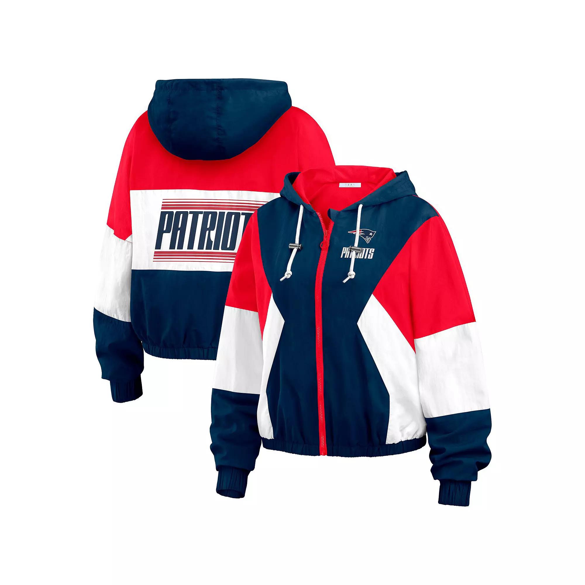 Women's WEAR by Erin Andrews Royal New England Patriots Color Block Full-Zip Windbreaker Jacket,  Product Image