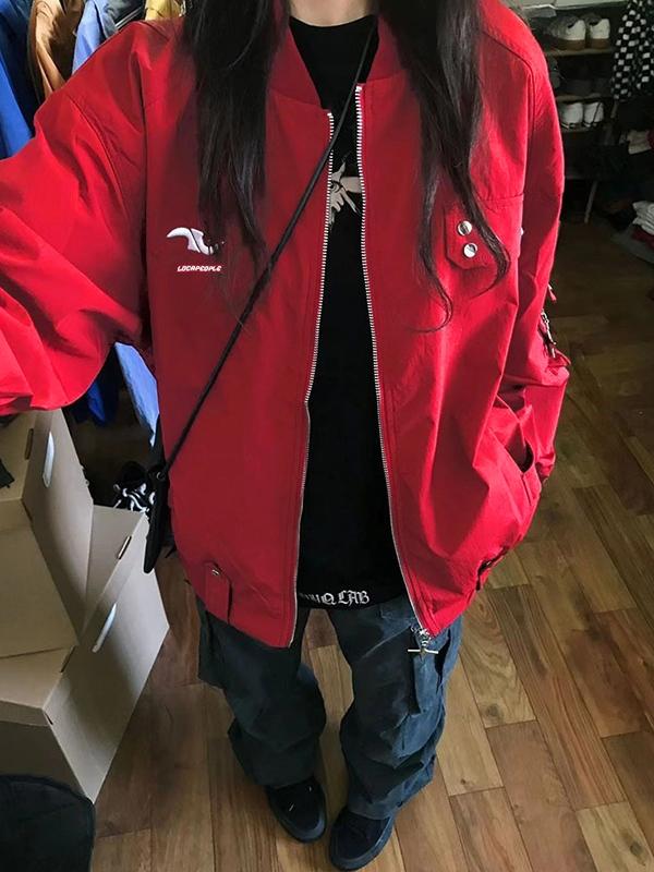 Multi Pocket Snap Button Decor Thin Jacket Product Image