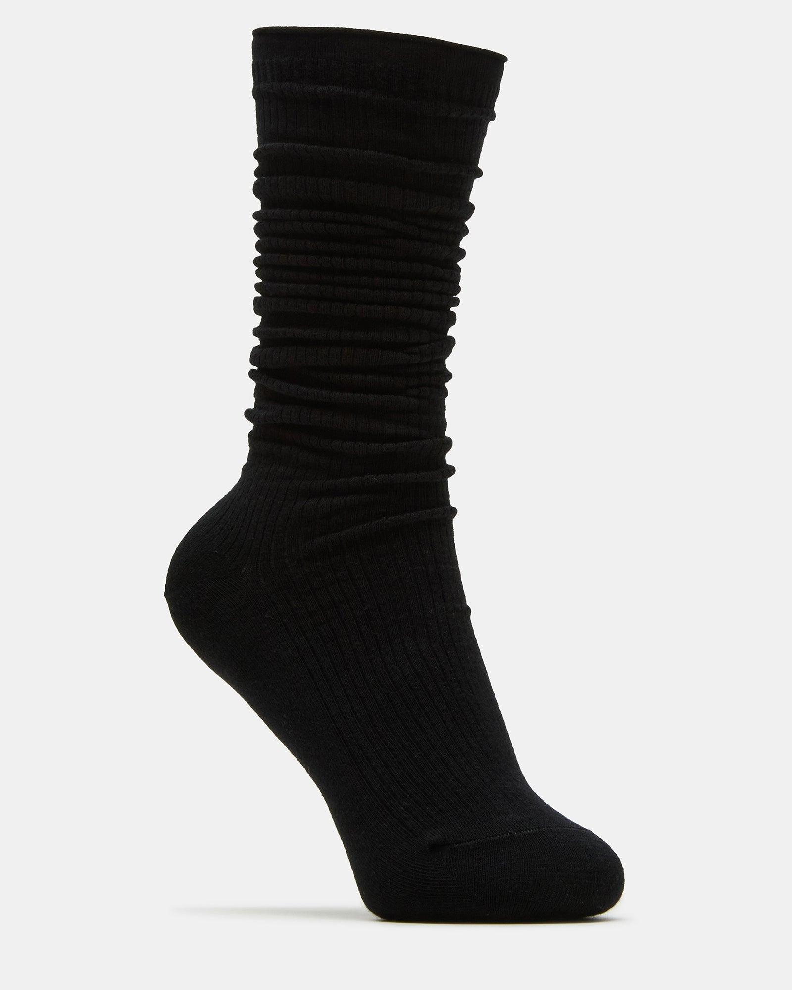 2 PACK SLOUCHY CREW SOCKS BLACK WHITE Female Product Image