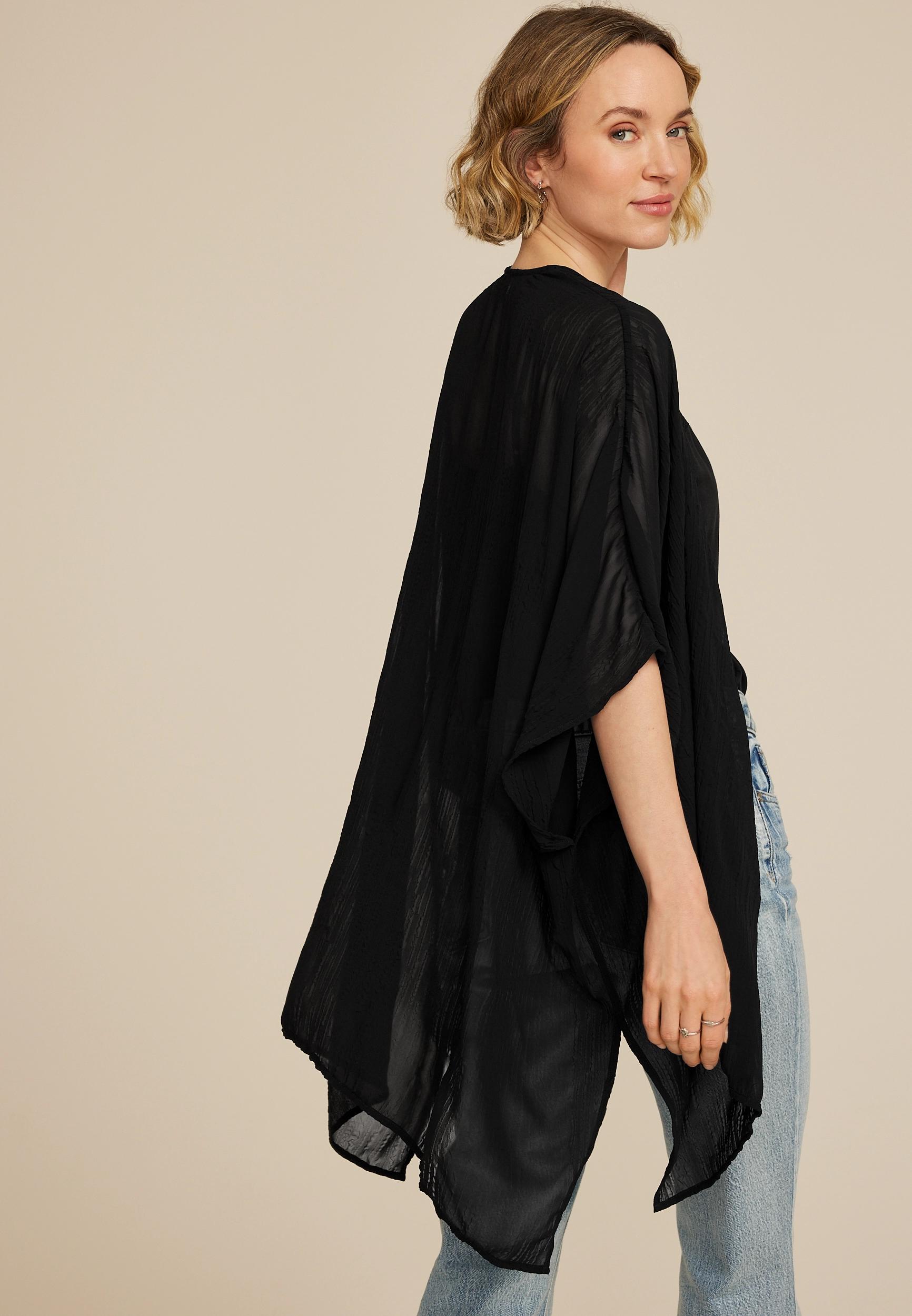 Black Sheer Crinkle Kimono Product Image