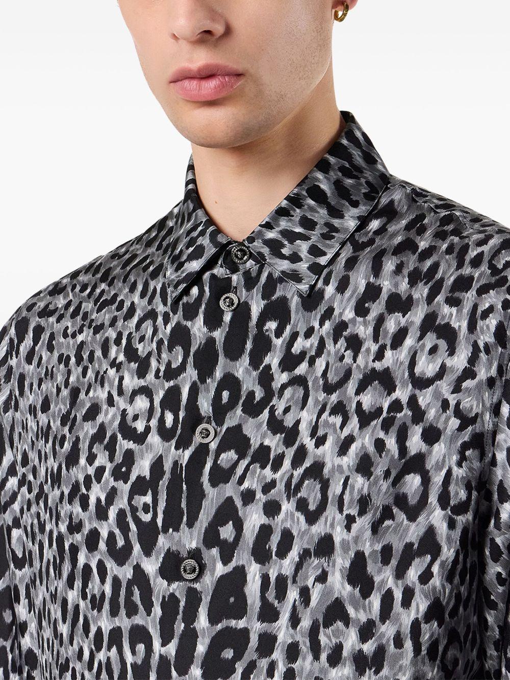 leopard-print silk shirt Product Image