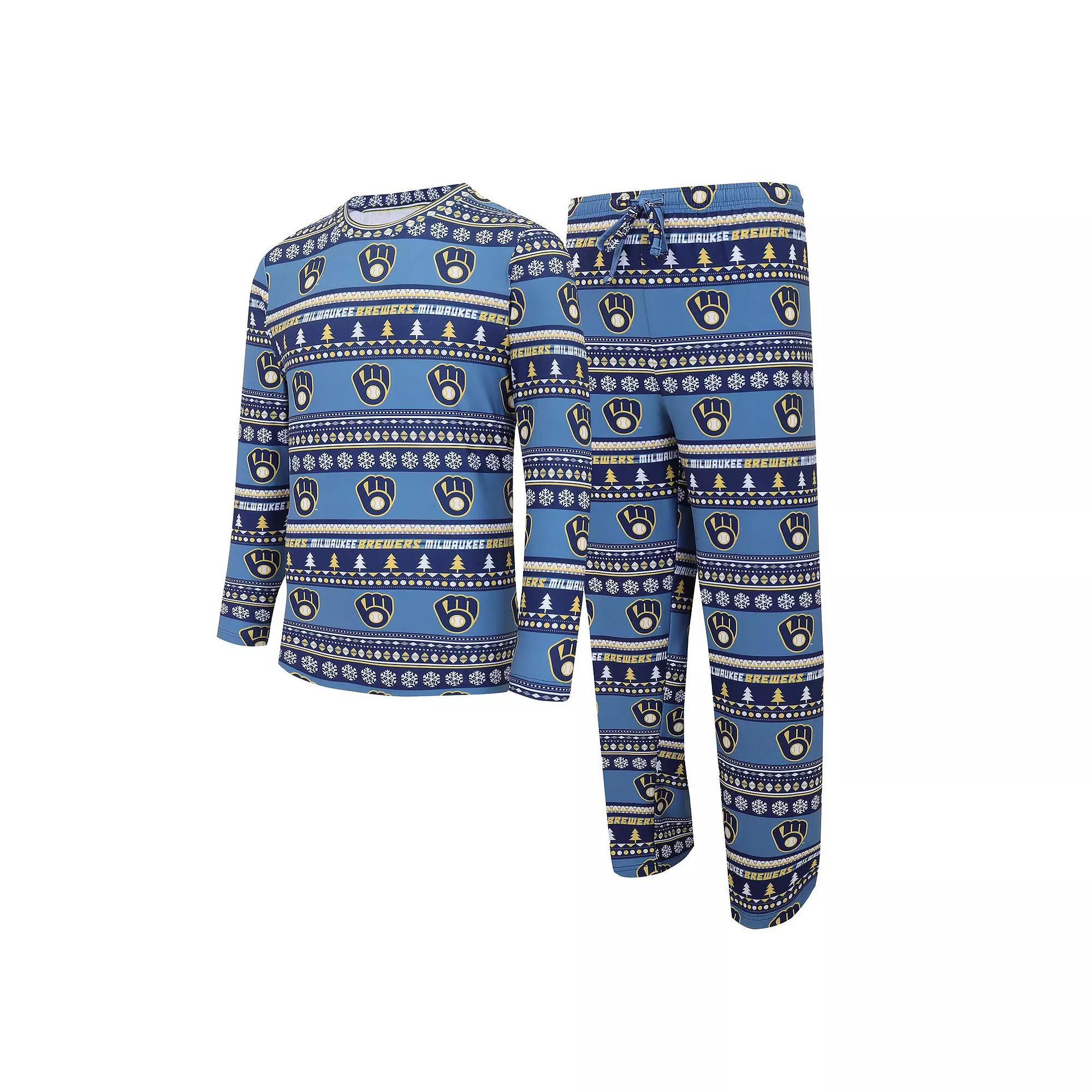 Men's Concepts Sport Navy Milwaukee Brewers Knit Ugly Sweater Long Sleeve Top & Pants Set,  Product Image