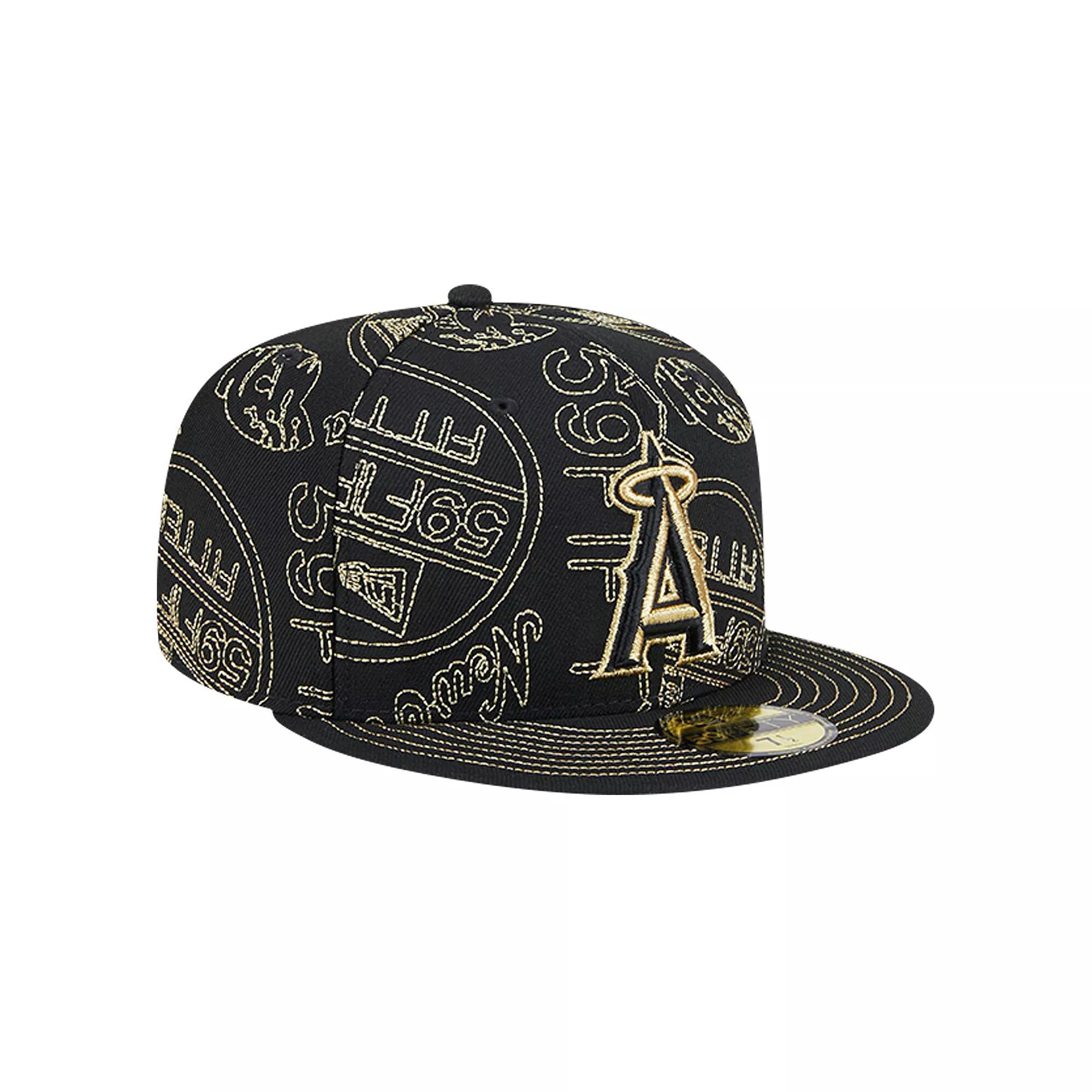 Men's New Era Black Los Angeles Angels 59FIFTY Day Allover Fitted Hat,  Product Image