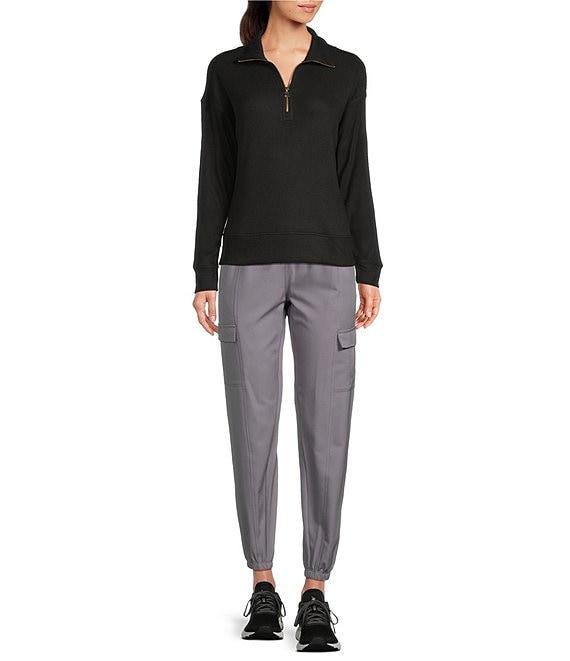 Kinesis Woven Elastic Cinched Cuff Ribbed Waistband Flap Pocket Ankle Joggers Product Image