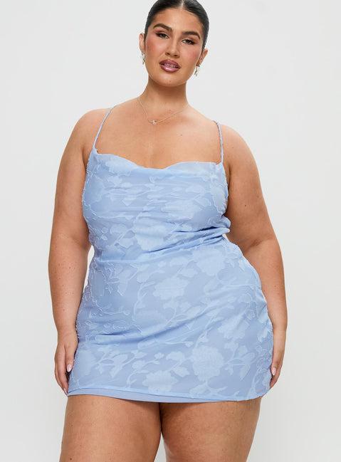 Celena Mini Dress Light Blue Burnout Curve Product Image