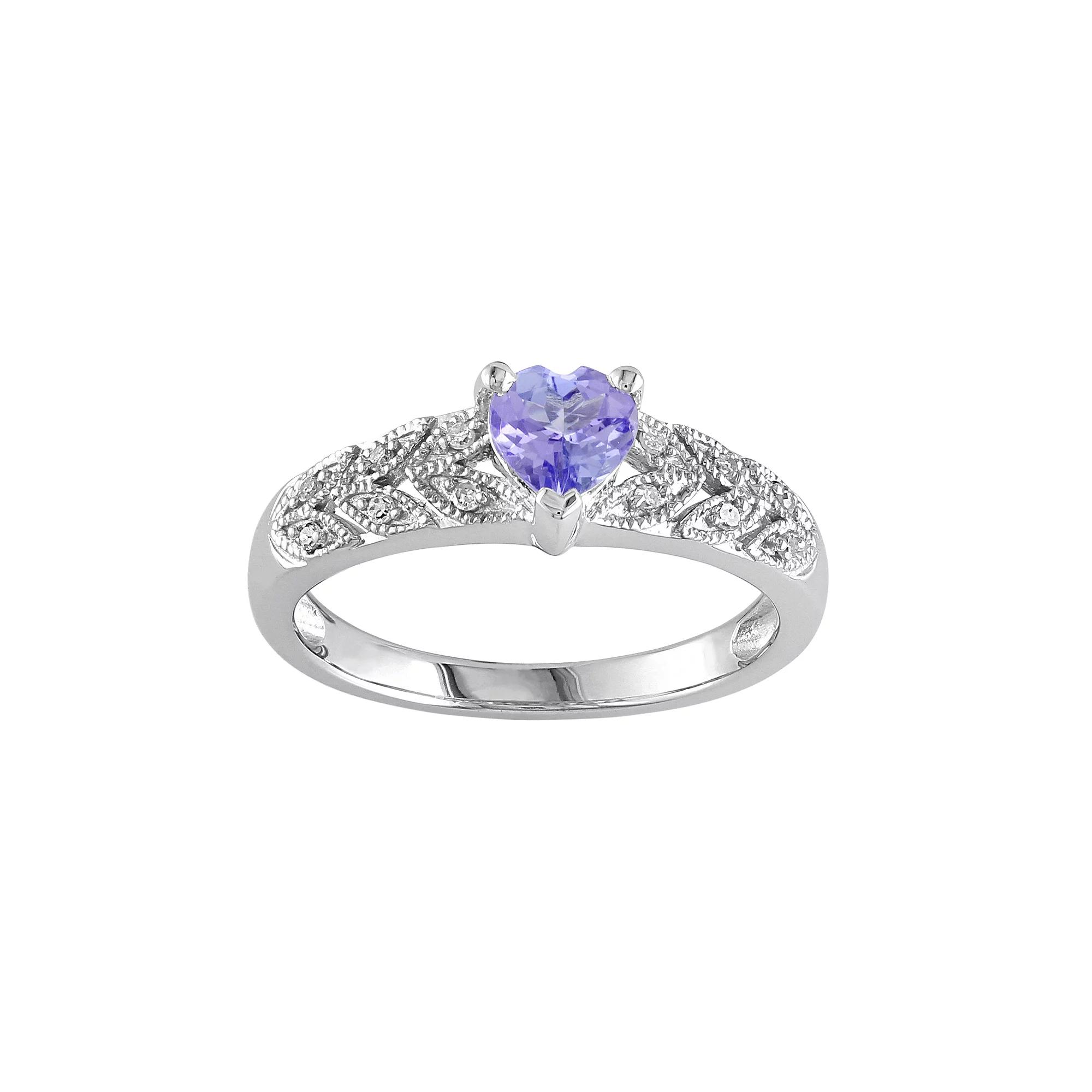 Stella Grace Tanzanite & Diamond Accent Sterling Silver Heart Ring, Womens Purple Product Image
