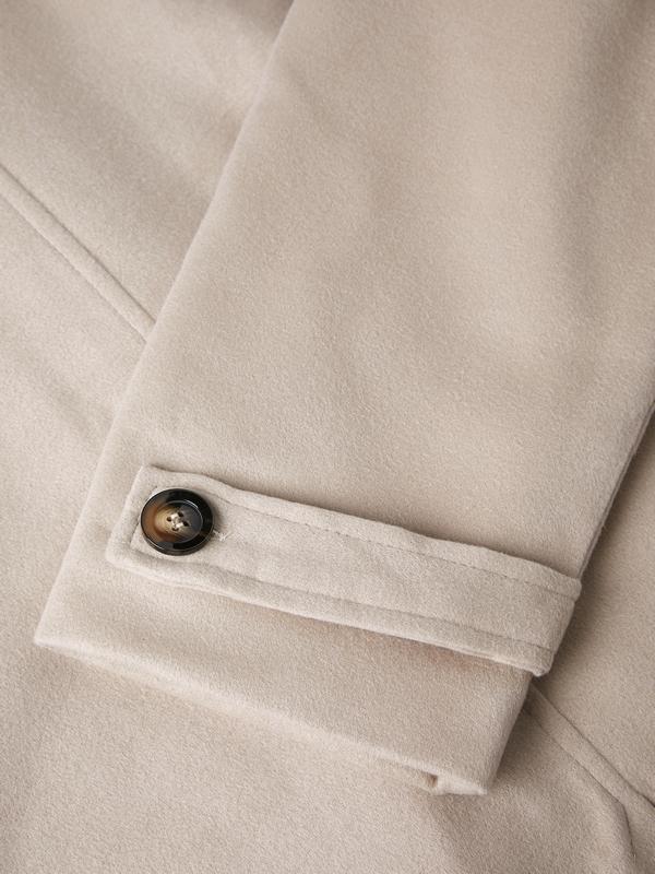 Padded Wool Blend Hooded Long Coat Product Image