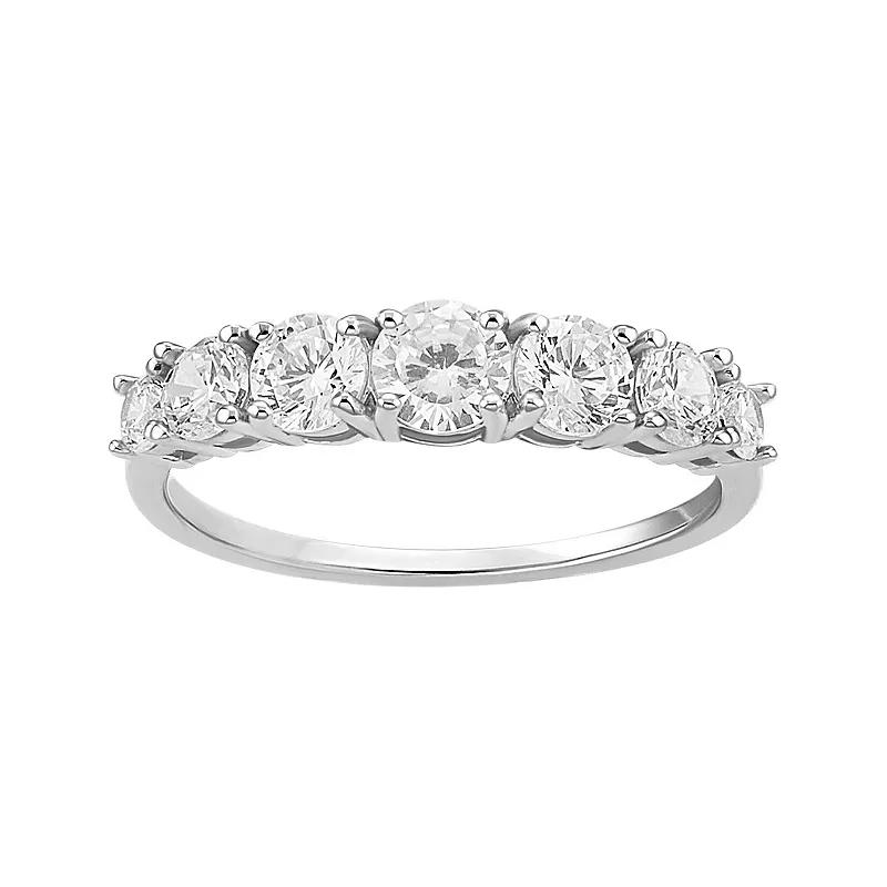 PRIMROSE Sterling Silver Graduated Cubic Zirconia Band Ring, Women's, Size: 7, Sterling Silver White Product Image