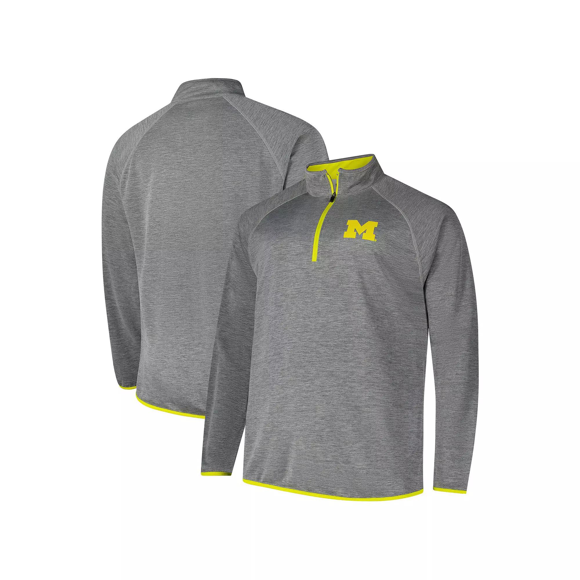 Men's Fanatics Charcoal Michigan Wolverines Raglan Big &Tall Quarter-Zip Top,  Product Image