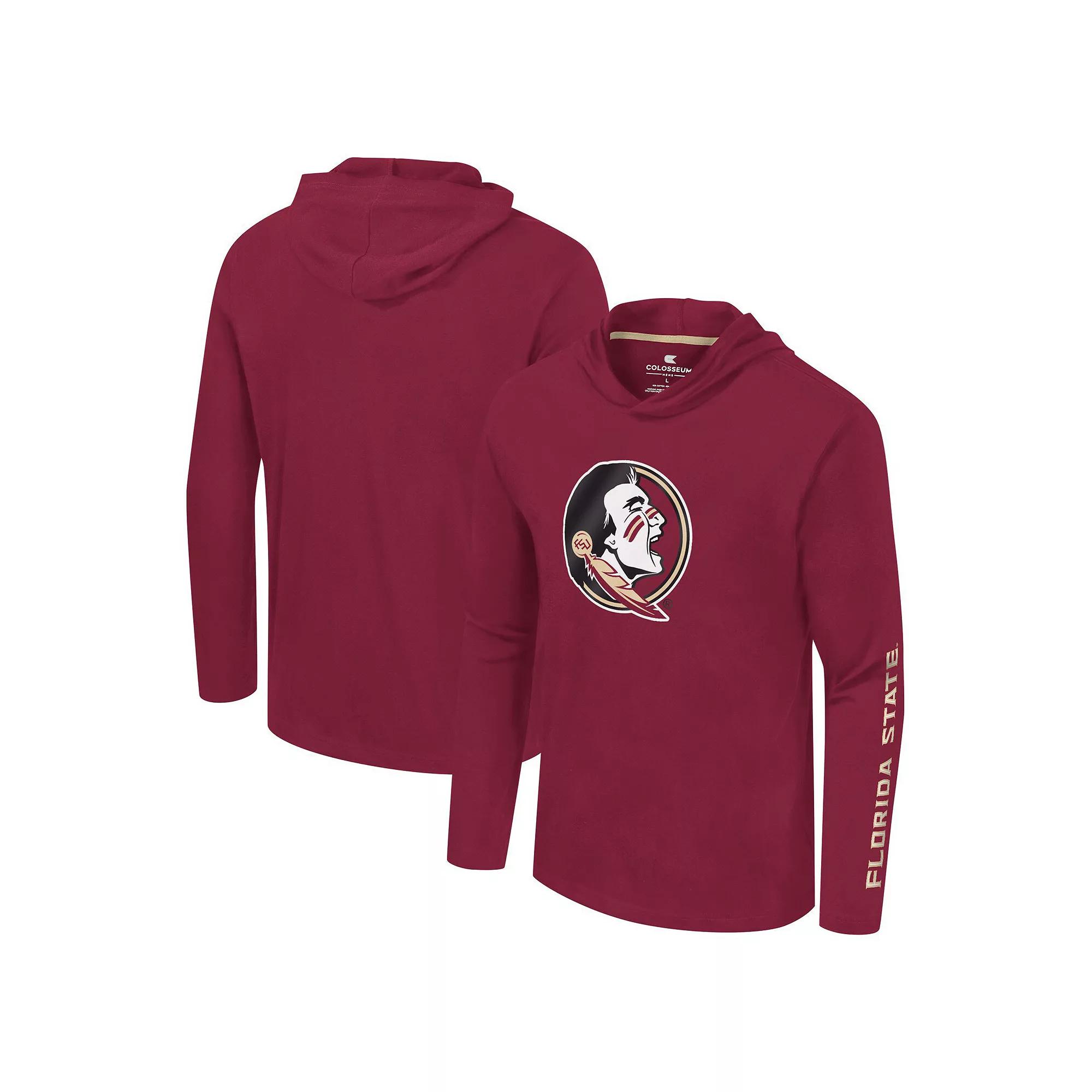 Men's Colosseum Garnet Florida State Seminoles Logo Lockup Active Blend Long Sleeve T-Shirt Hoodie,  Product Image