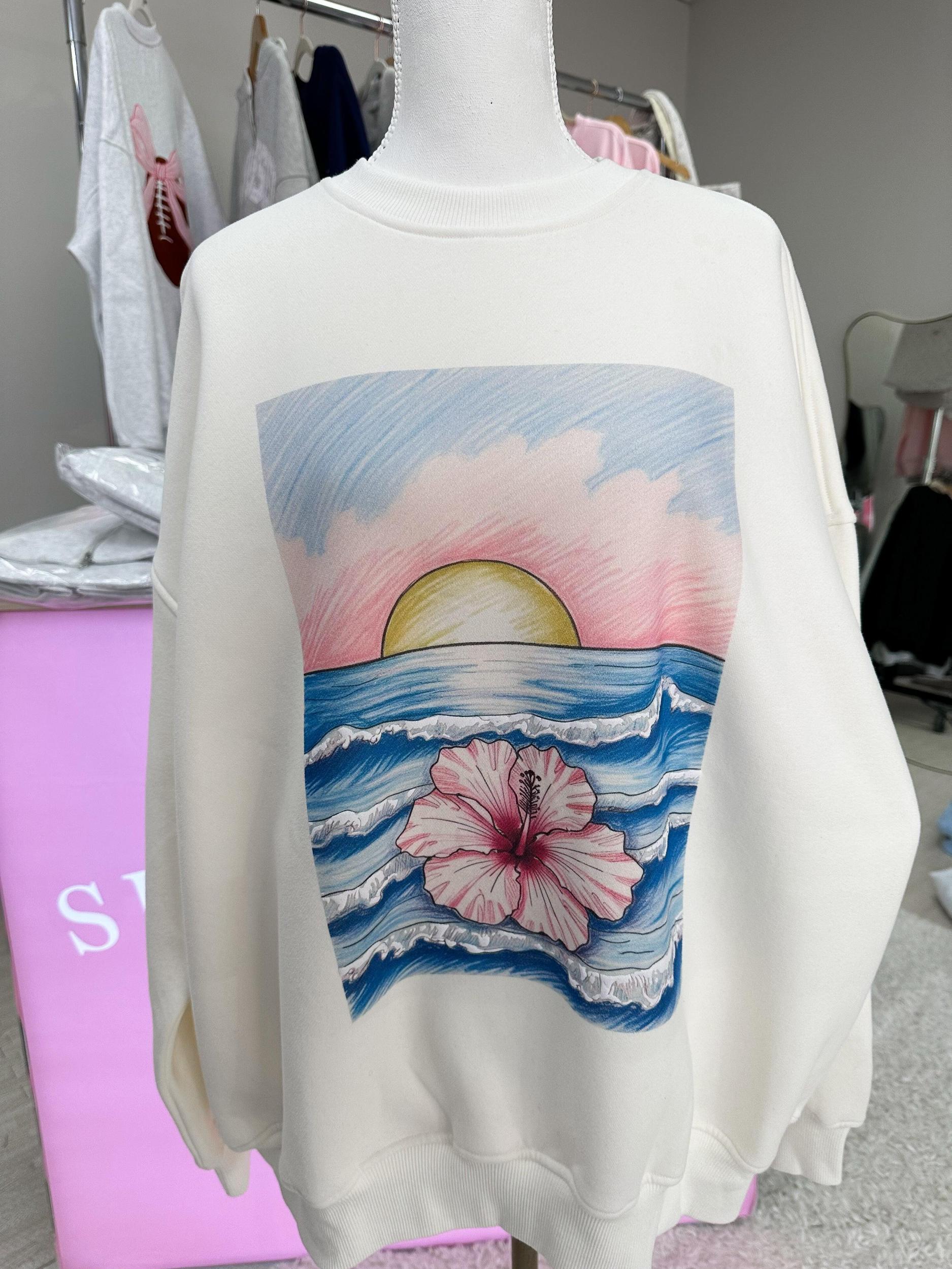 Ivory Ocean Sunset Dreams Sweatshirt Product Image