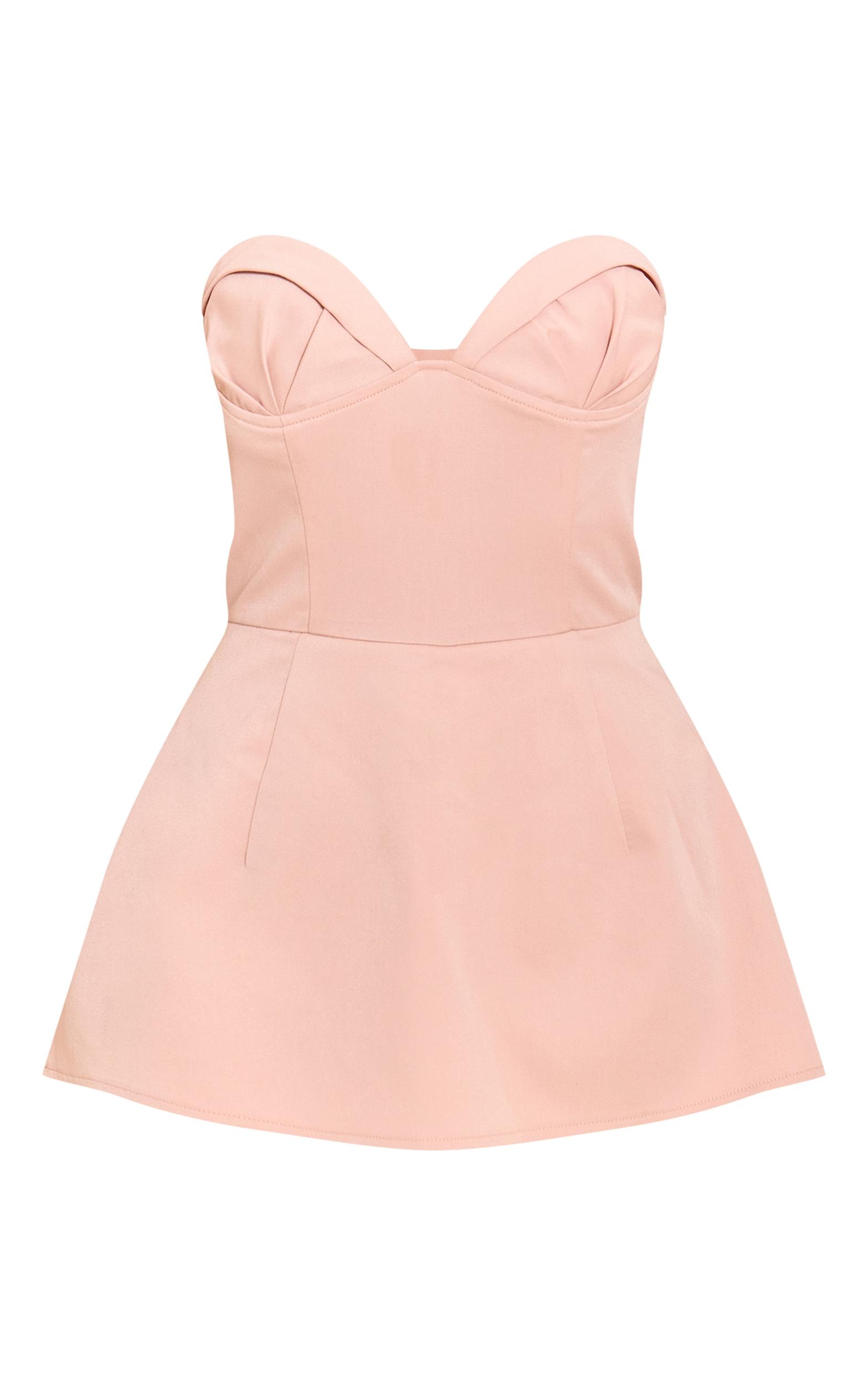 Dusty Pink Woven Bust Cup Detail Peplum Romper Product Image