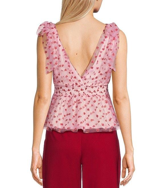 Evolutionary Heart Print Sleeveless V-Neck Top Product Image