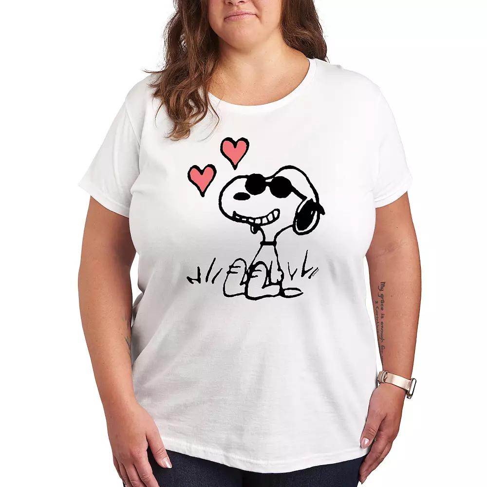Plus Peanuts Snoopy Joe Cool Sitting Hearts Graphic Tee, Women's,  Product Image