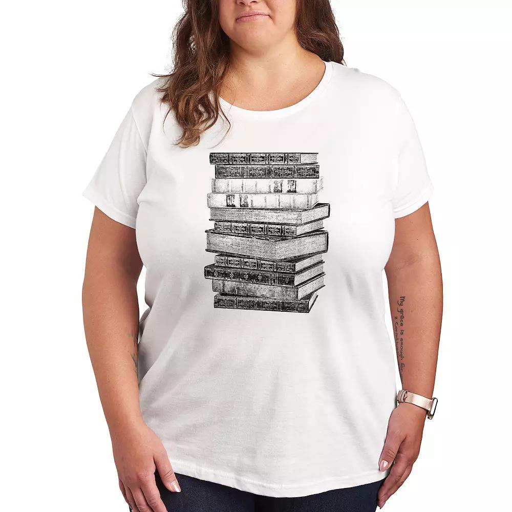 Plus Stacked Books Graphic Tee, Women's,  Product Image