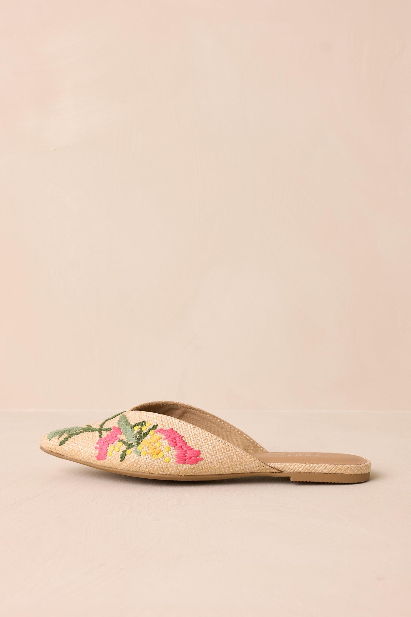 Wildflower Wander Natural Raffia Pointed Toe Flat Product Image