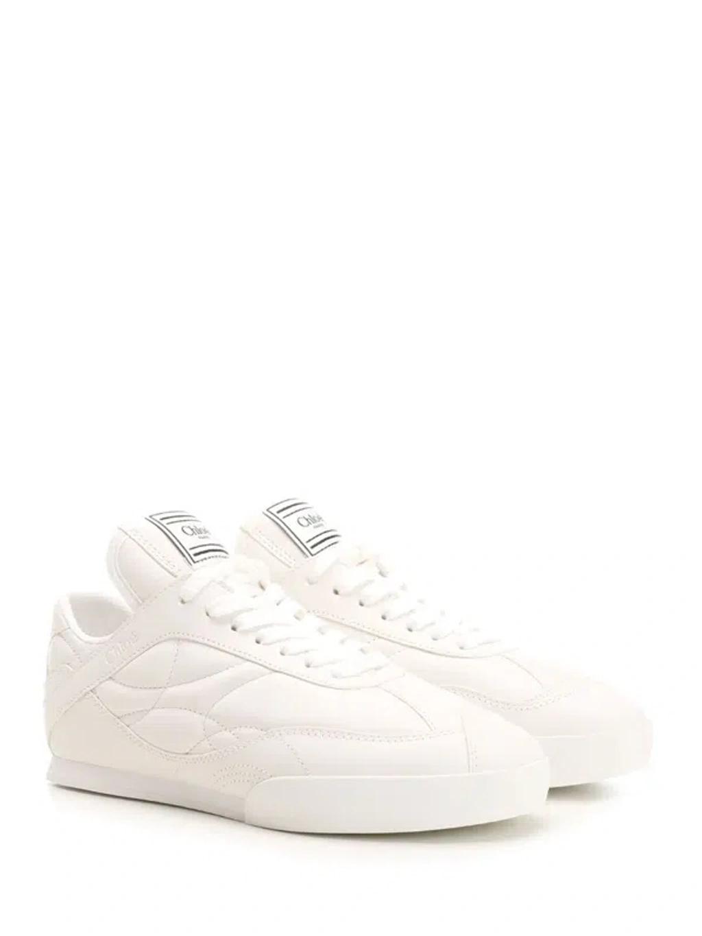 CHLOÉ Womens Chloe Kick Brand-patch Leather Low-top Trainers In White Product Image