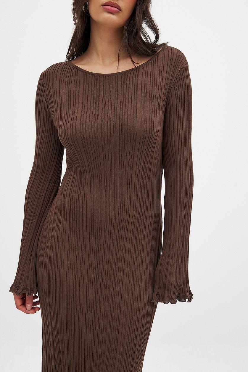 Knitted Round Neck Frill Maxi Dress Product Image