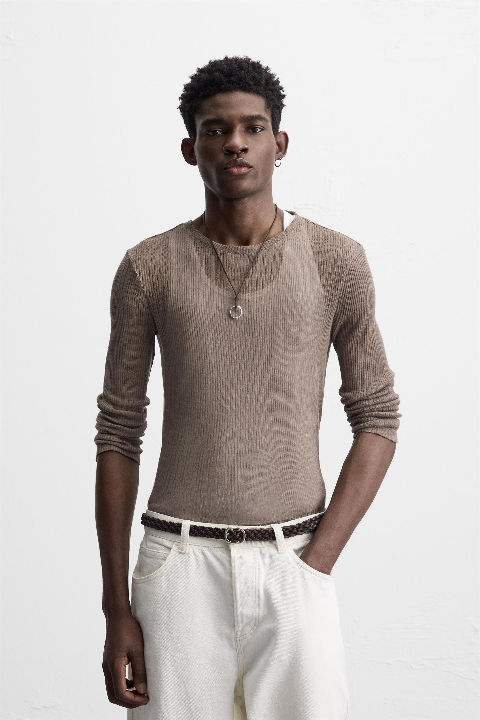 SEMI-SHEER RIBBED T-SHIRT Product Image