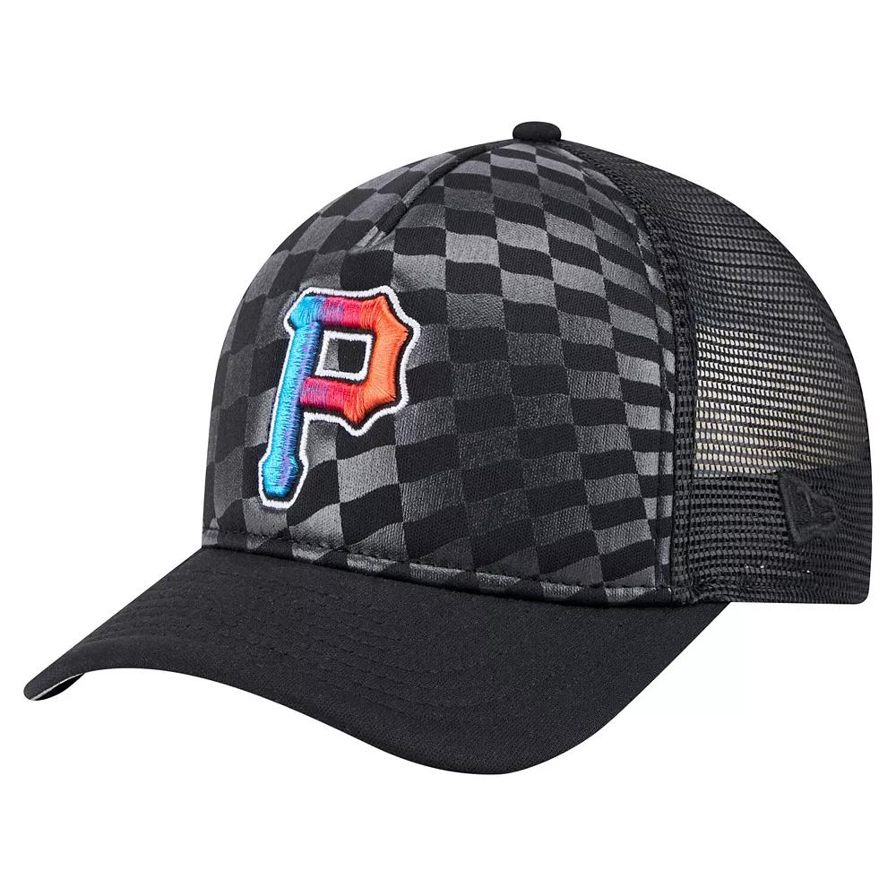 Men's New Era Black Pittsburgh Pirates Gradient 9FORTY A-Frame M-Crown Trucker Adjustable Hat Product Image