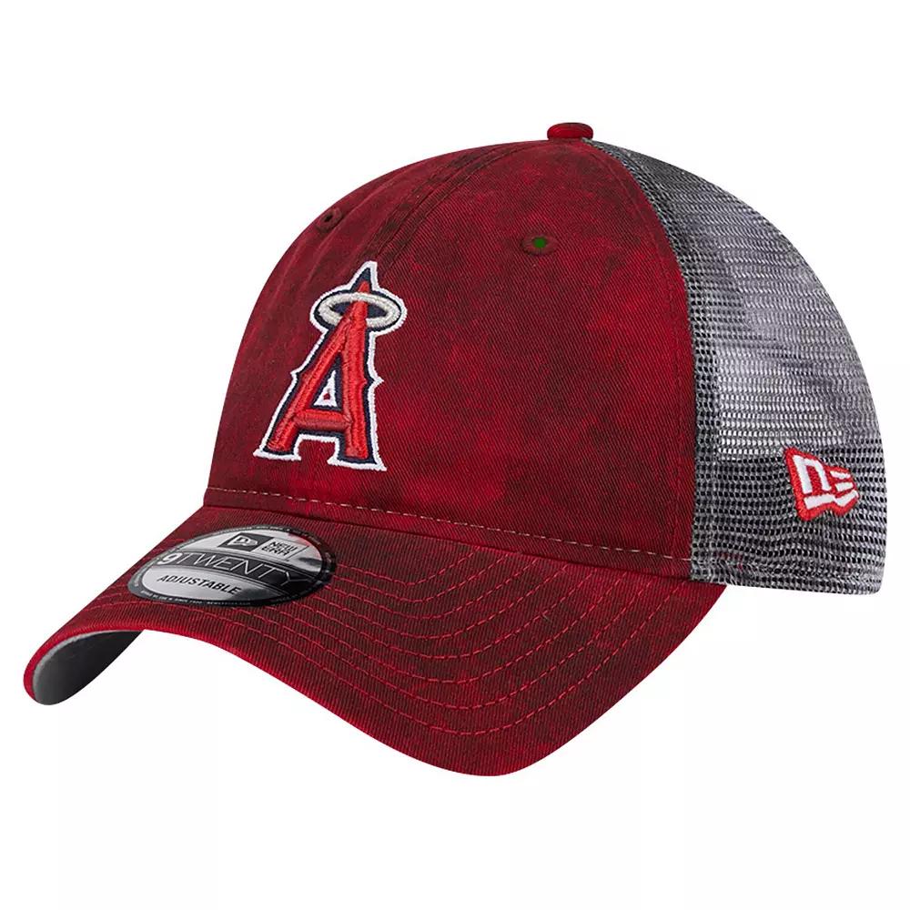 Men's New Era Red Los Angeles Angels Team Slick Trucker 9TWENTY Adjustable Hat Product Image