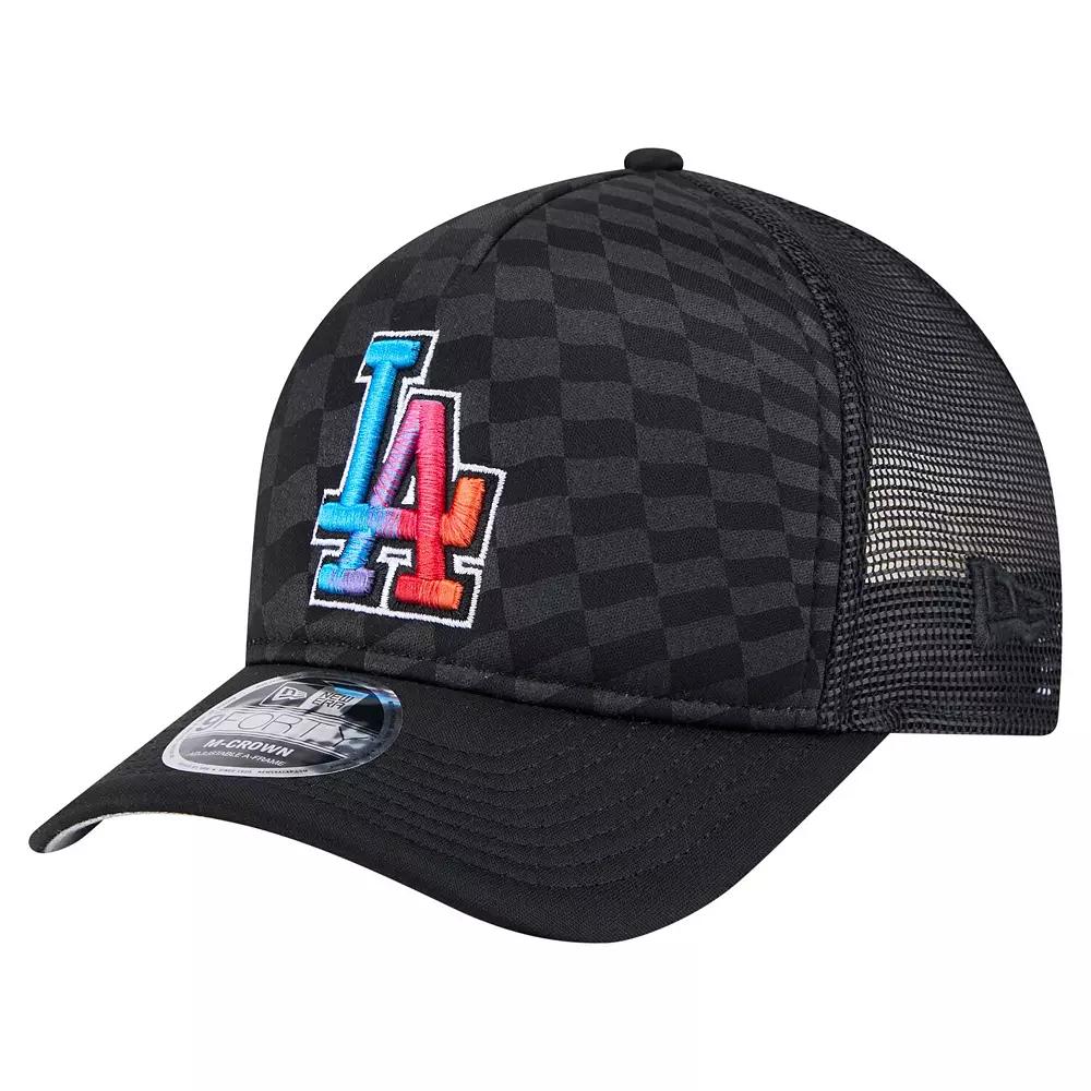 Men's New Era Black Los Angeles Dodgers Gradient 9FORTY A-Frame M-Crown Trucker Adjustable Hat Product Image