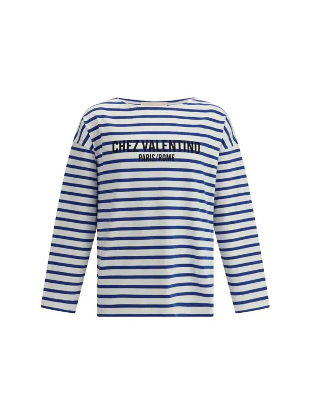VALENTINO Garavani Men Embroidered Cotton T-shirt In Stripped Product Image
