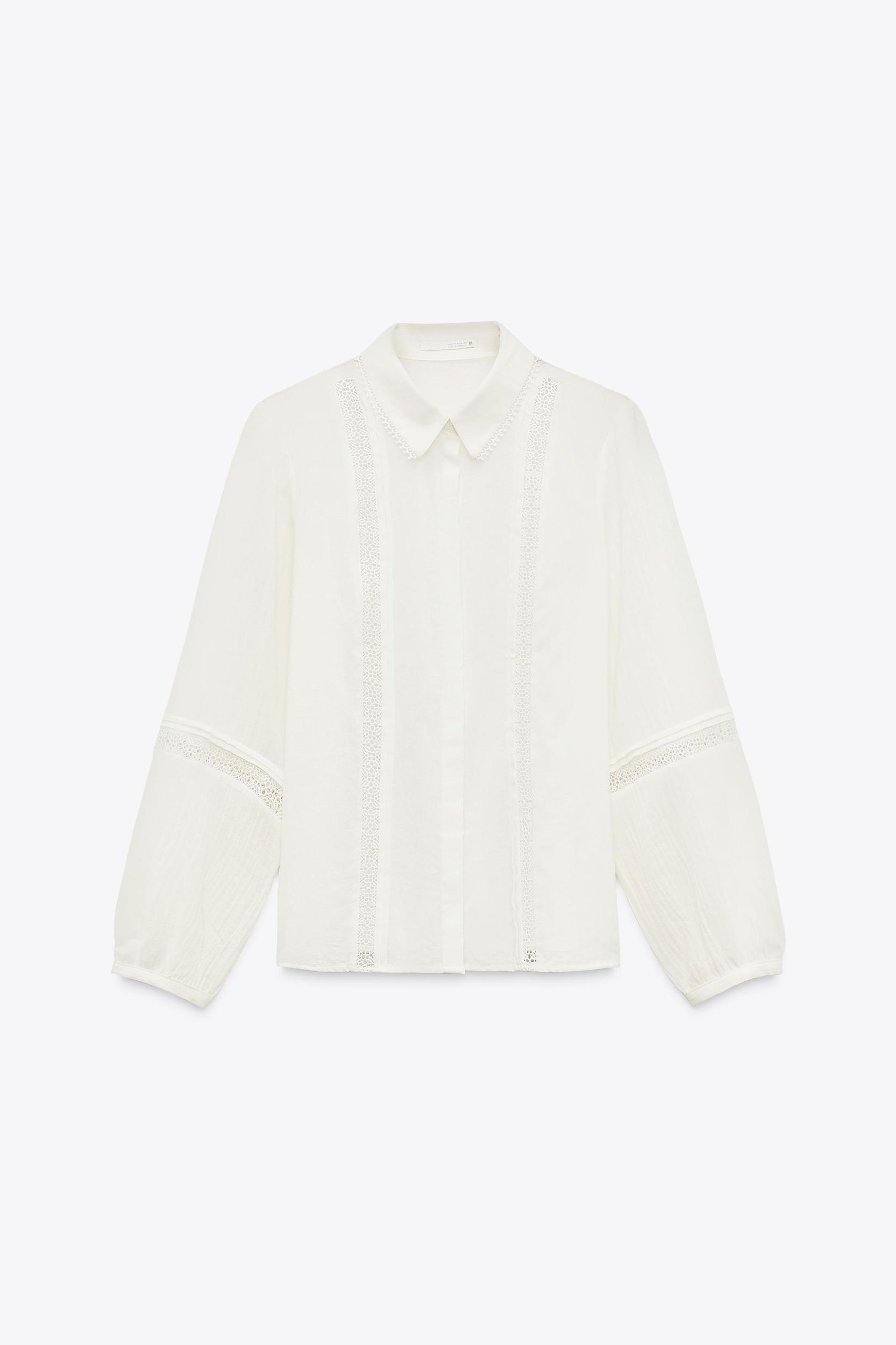 PINTUCK AND LACE BLOUSE Product Image