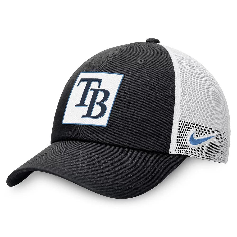 Men's Nike  Black Tampa Bay Rays Rise Adjustable Trucker Hat, Size: Medium/Large Product Image