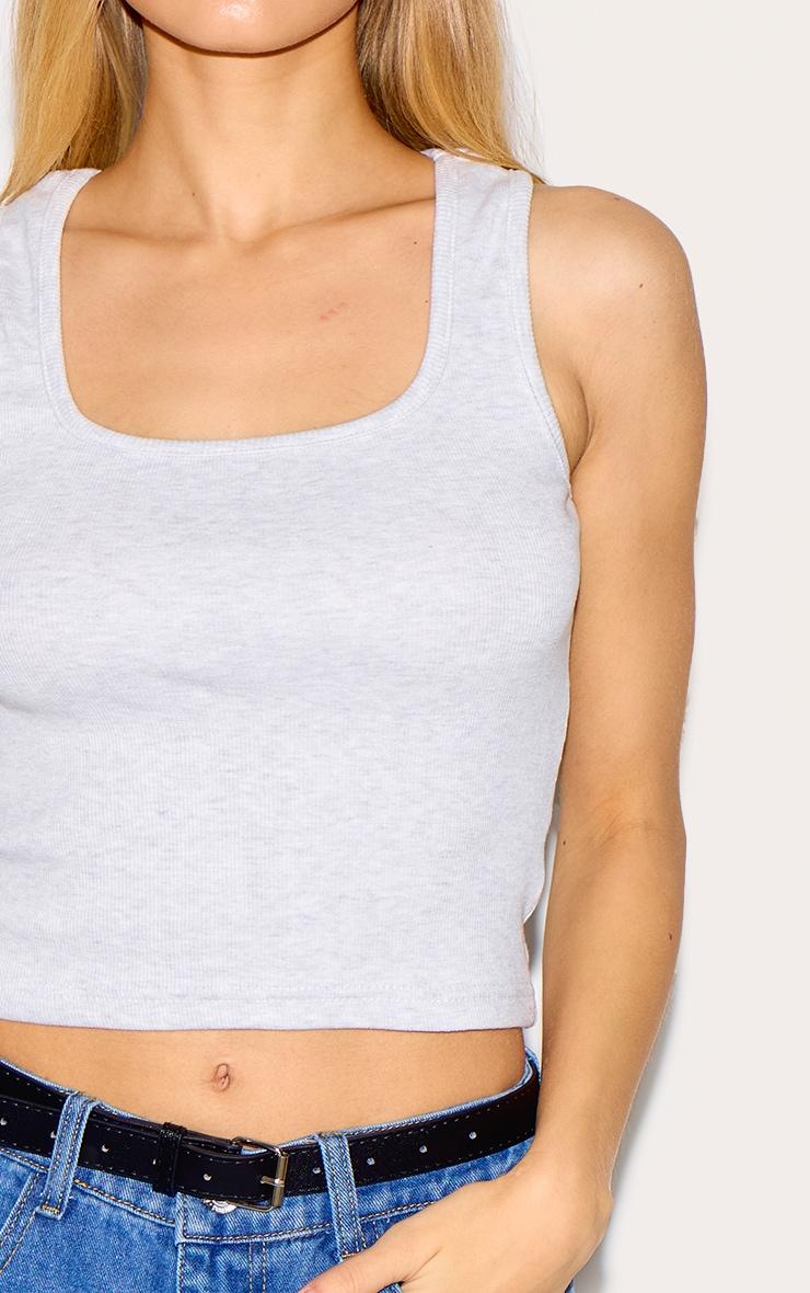 Grey Marl Rib Scoop Neck Vest Product Image